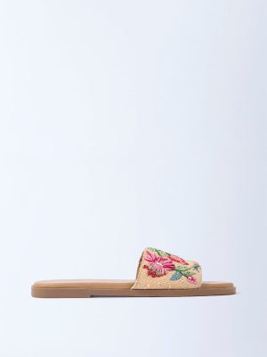 LUNA BLU Multicolour Floral Embroidered Slides