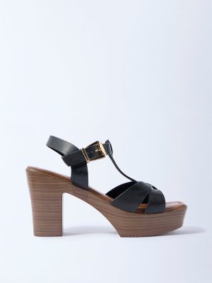 LUNA BLU Black Block Sandals