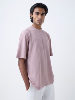 WES Lounge Dusty Pink Relaxed-Fit Cotton-Blend T-Shirt