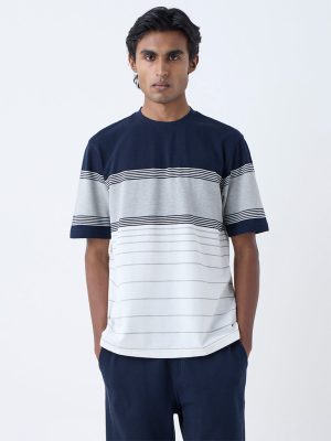 WES Lounge Grey Relaxed-Fit Cotton-Blend T-Shirt