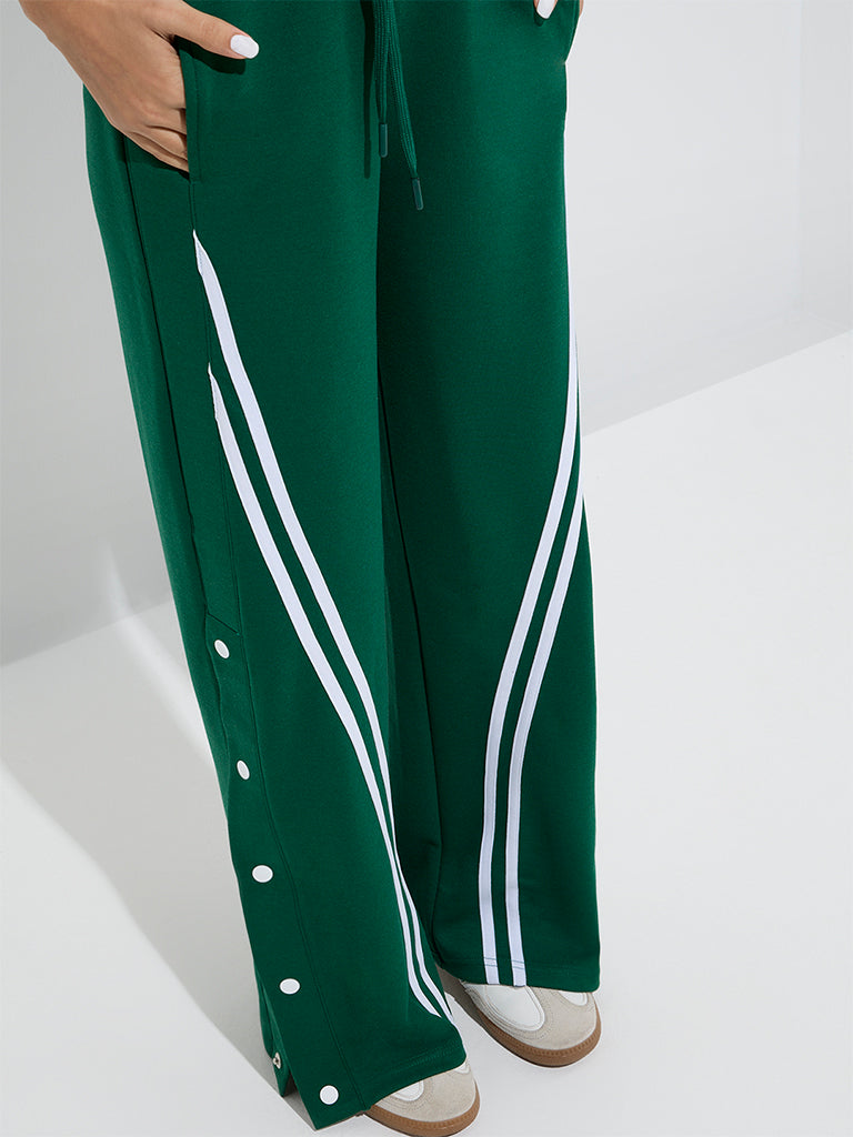 Studiofit Green Striped High-Rise Track Pants - Image 3