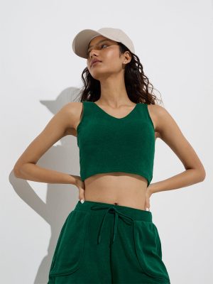 Studiofit Green Textured Crop Top