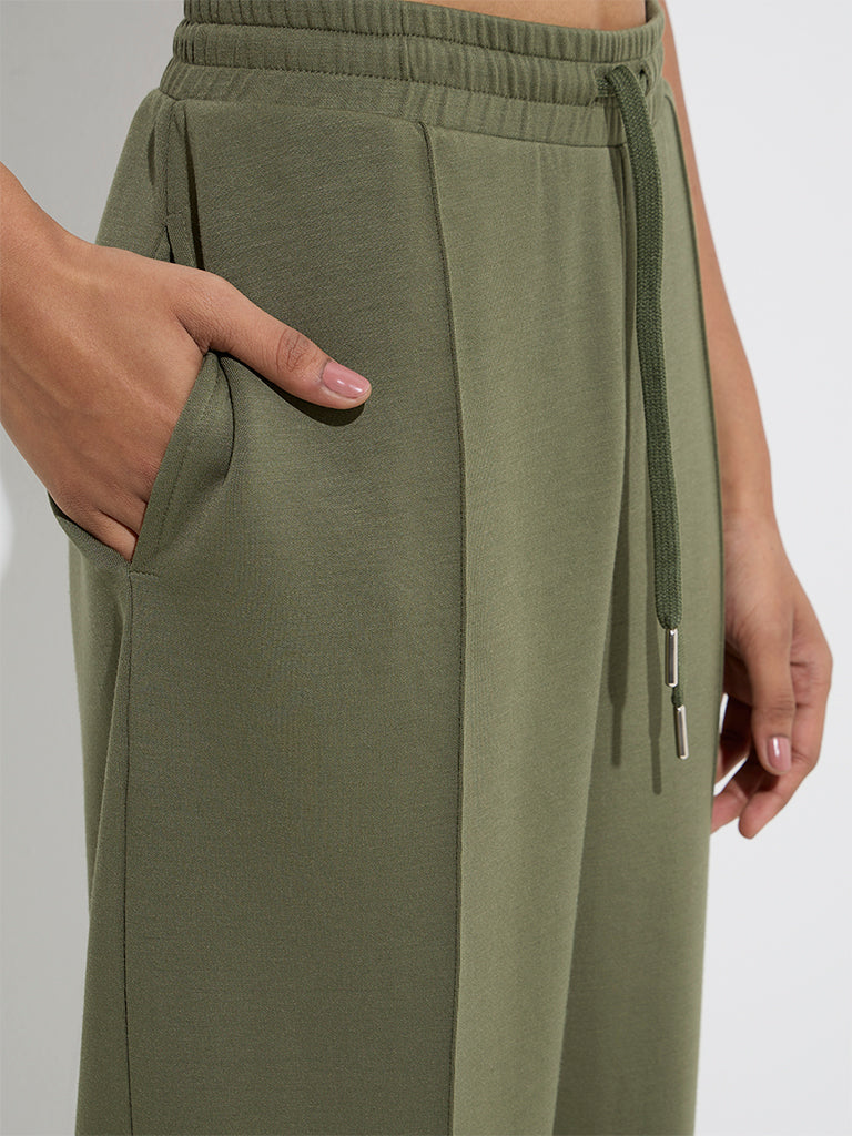 LOV Olive Solid High-Rise Pants - Image 3