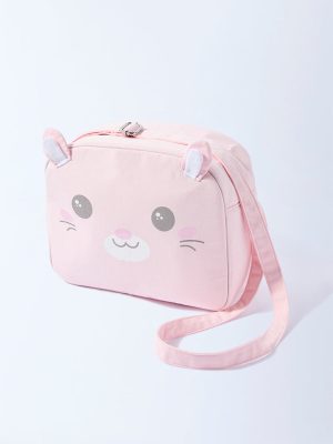 HOP Baby Pink Cat Design Cotton Changing Bag