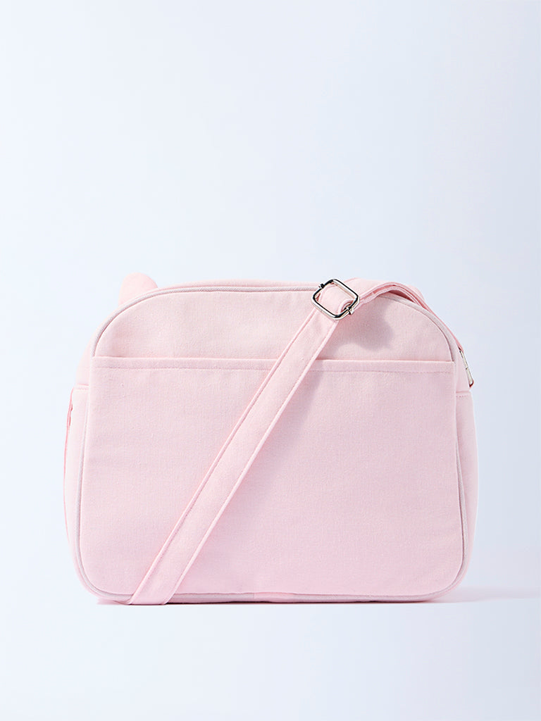 HOP Baby Pink Cat Design Cotton Changing Bag - Image 2