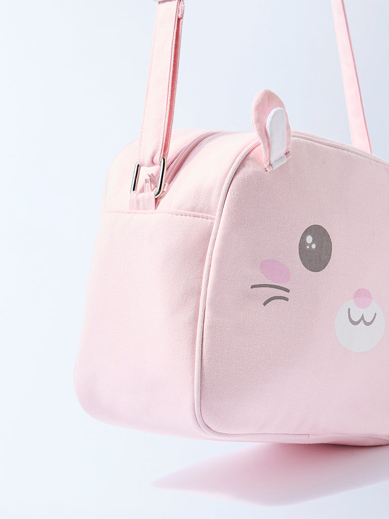 HOP Baby Pink Cat Design Cotton Changing Bag - Image 3