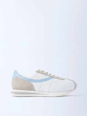 LUNA BLU White Colour-Blocked Lace-Up Sneakers
