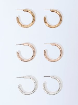Westside Accessories Multicolour Hoop Earrings Set - Pack of 3
