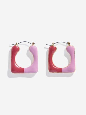 Westside Accessories Pink Enamelled Hoop Earrings