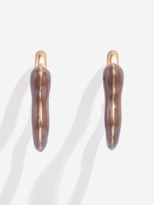 Westside Accessories Brown Enamelled Hoop Earrings