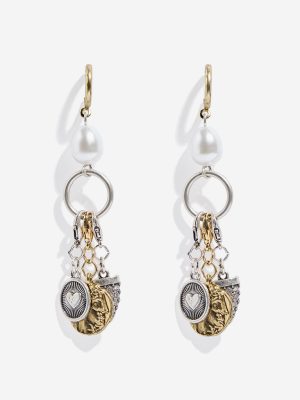Westside Accessories Gold & Silver Multi Charms Dangler Earrings