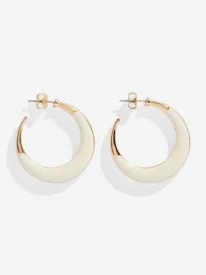 Westside Accessories Beige Enamelled Half Hoop Earrings