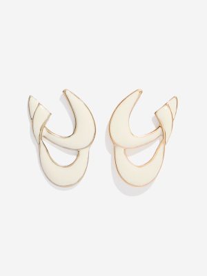 Westside Accessories Beige Enamelled Statement Earrings