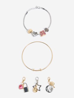 Westside Accessories Gold & Silver DIY Multi Charms Bracelet Set - Pack of 2