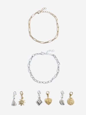 Westside Accessories Gold & Silver Charms-Detailed Bracelet Set - Pack of 2