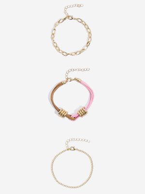 Westside Accessories Multicolour Cord and Chain Bracelet Set - Pack of 3