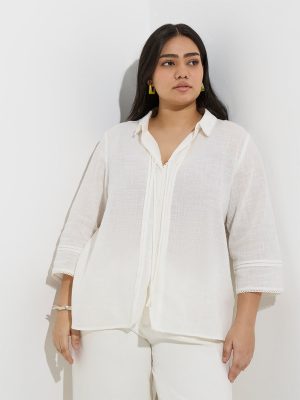 Gia Off-White Solid Cotton Blouse