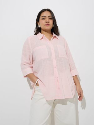 Gia Light Pink Solid Cotton Shirt