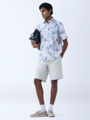 WES Casuals Multicolour Floral Relaxed-Fit Cotton Shirt