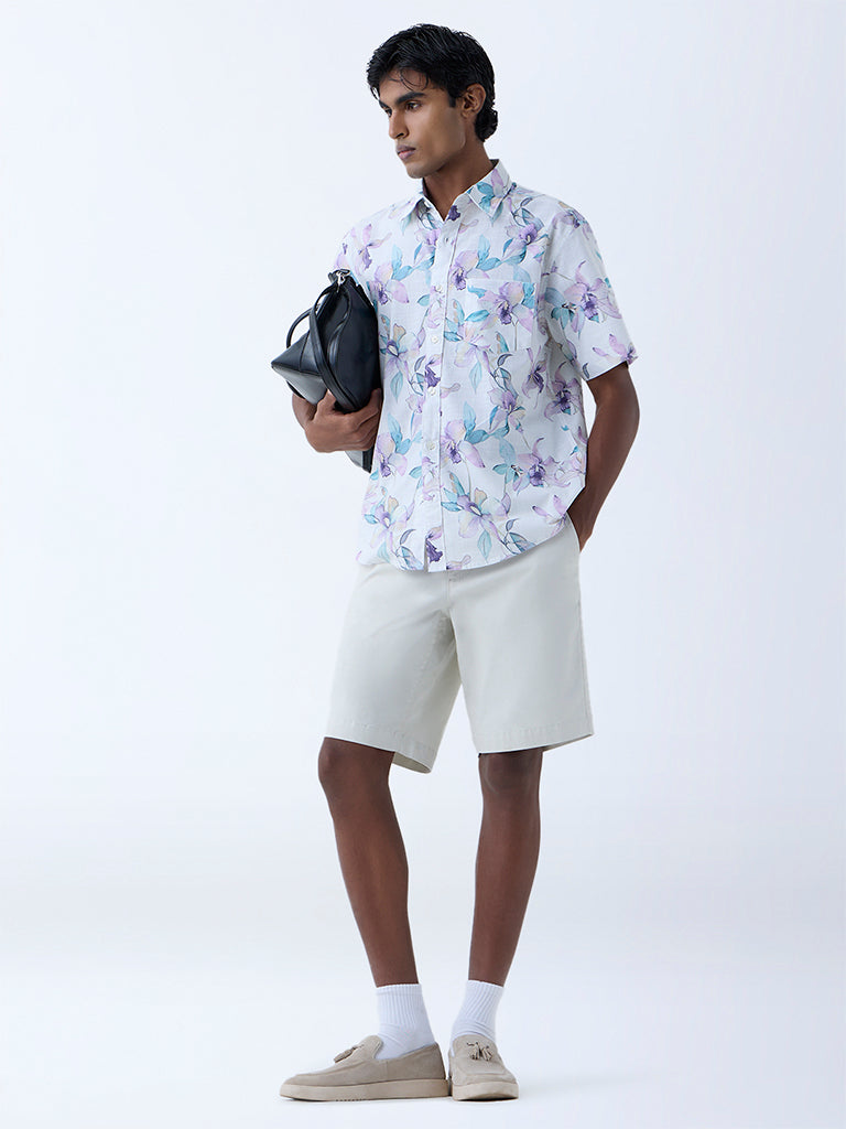 WES Casuals Multicolour Floral Relaxed-Fit Cotton Shirt
