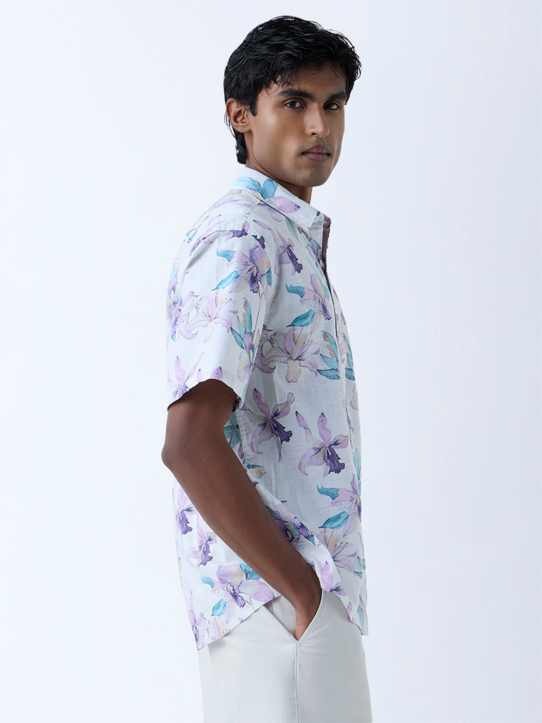 WES Casuals Multicolour Floral Relaxed-Fit Cotton Shirt - Image 2