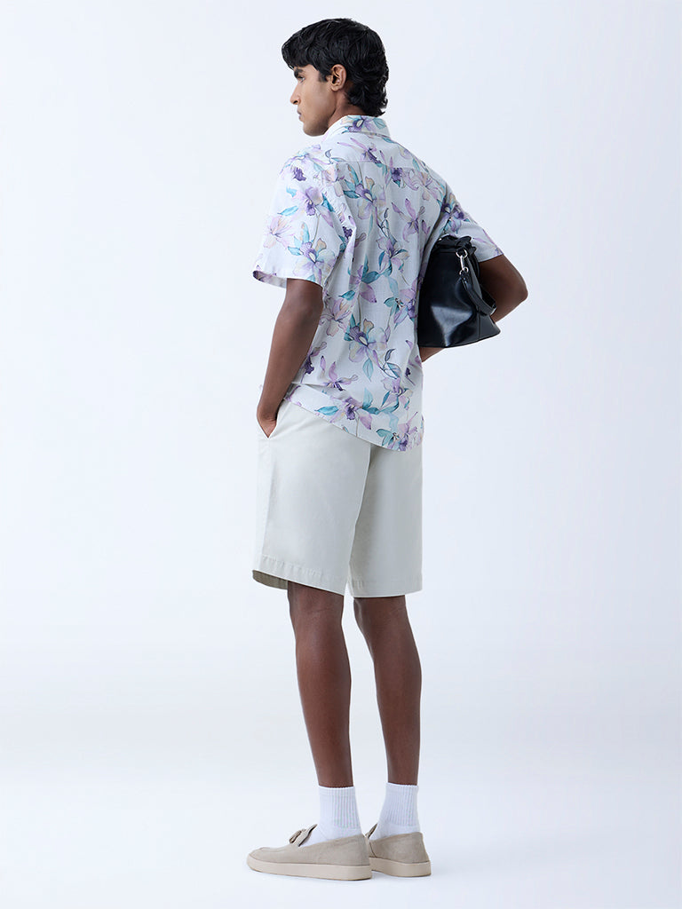 WES Casuals Multicolour Floral Relaxed-Fit Cotton Shirt - Image 4