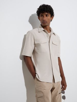 WES Casuals Beige Relaxed-Fit Shirt