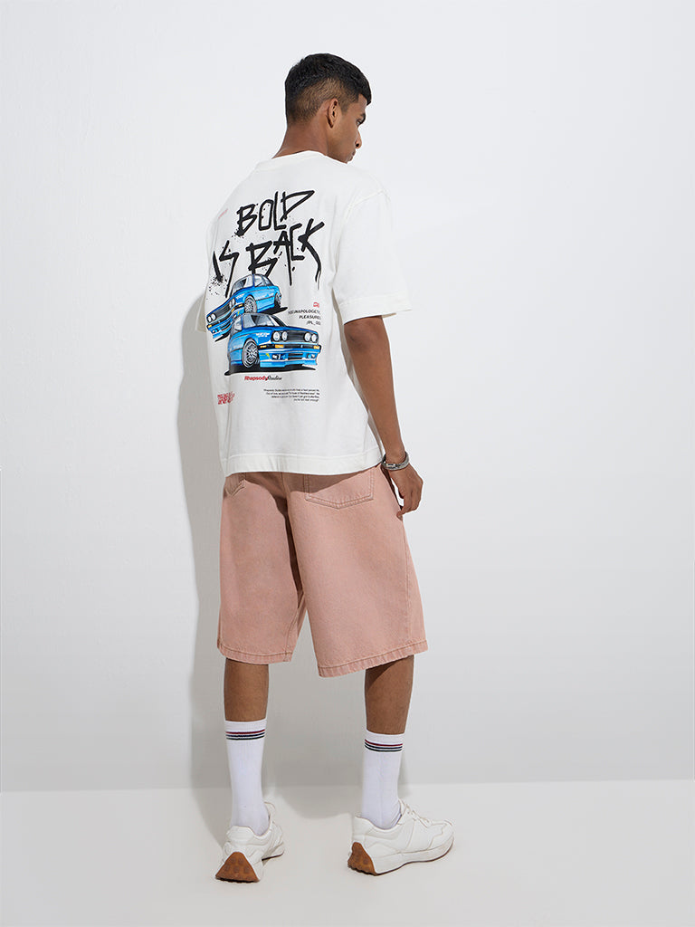 Nuon Off-White Printed Relaxed-Fit Cotton T-Shirt - Image 4