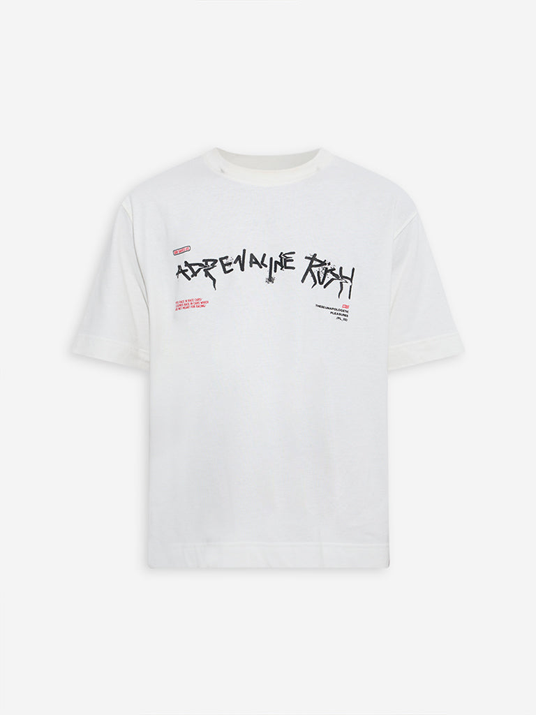 Nuon Off-White Printed Relaxed-Fit Cotton T-Shirt - Image 5