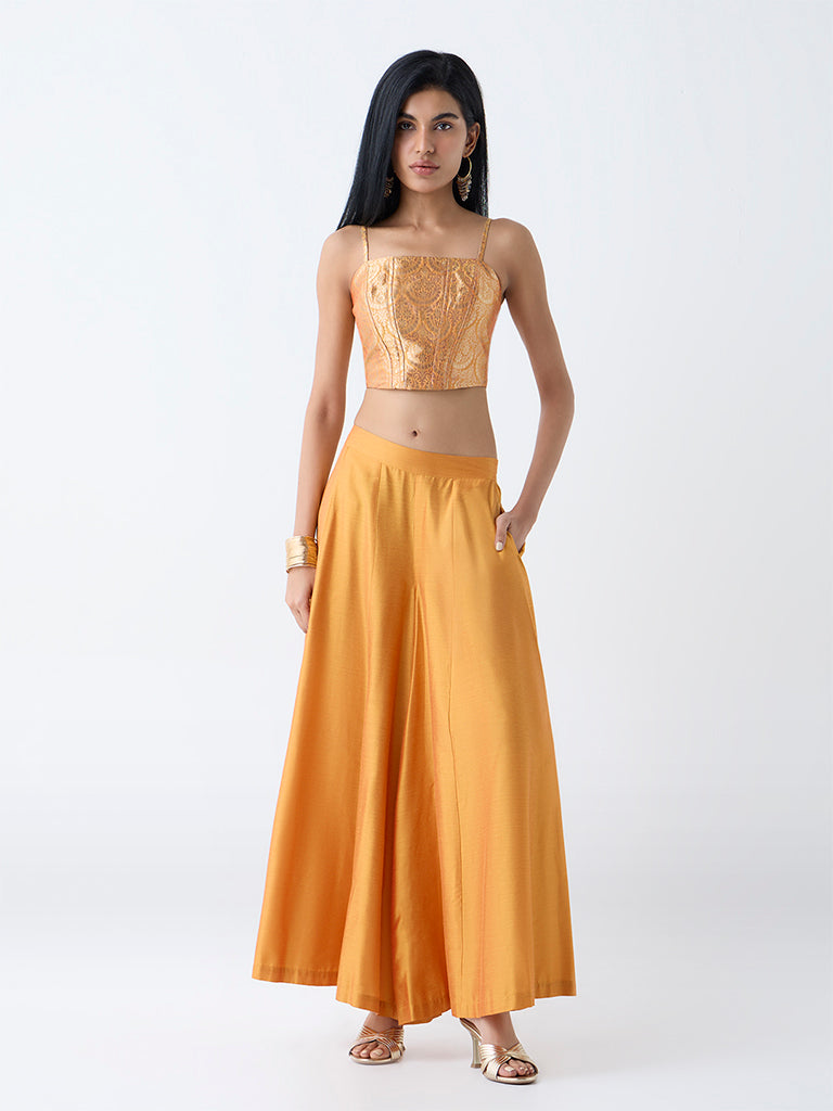 Vark Mustard Floral Embroidered Ethnic Top - Image 3