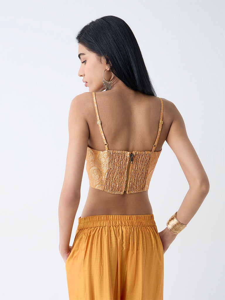 Vark Mustard Floral Embroidered Ethnic Top - Image 4