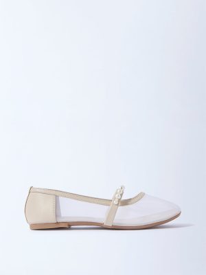 LUNA BLU Ivory Pearl Embellished Mary Jane Shoes