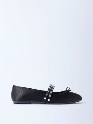 LUNA BLU Black Diamante Embellished Mary Jane Shoes