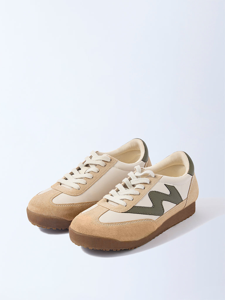 LUNA BLU Beige Suede Lace-Up Sneakers - Image 2