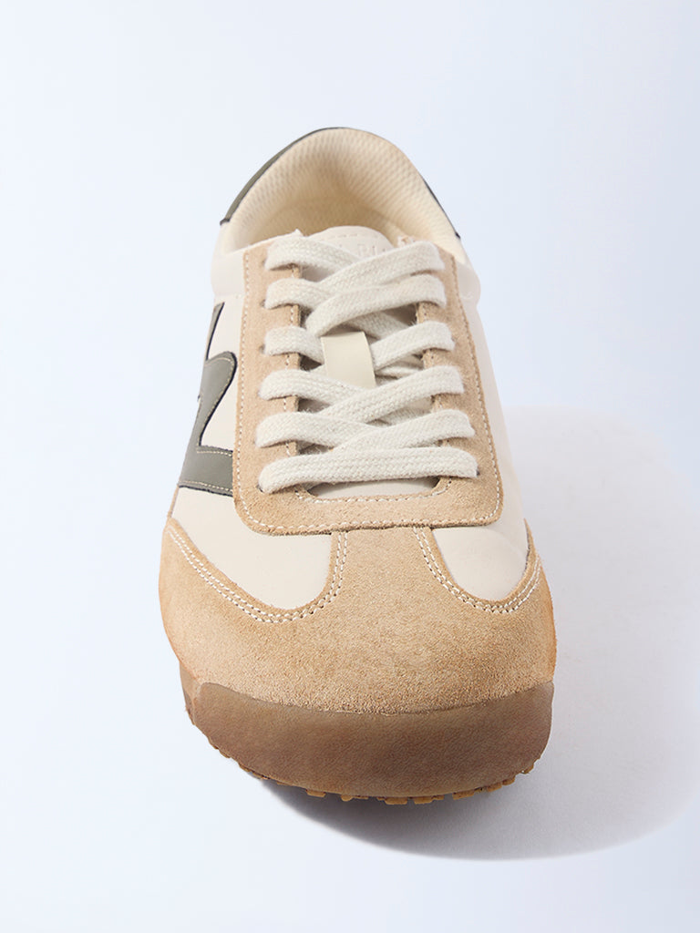 LUNA BLU Beige Suede Lace-Up Sneakers - Image 3