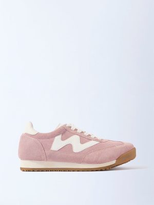 LUNA BLU Blush Pink Suede Lace-Up Sneakers