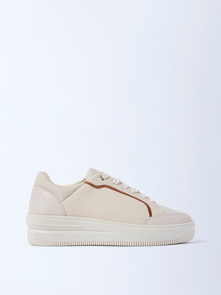 LUNA BLU Ivory Lace-Up Sneakers