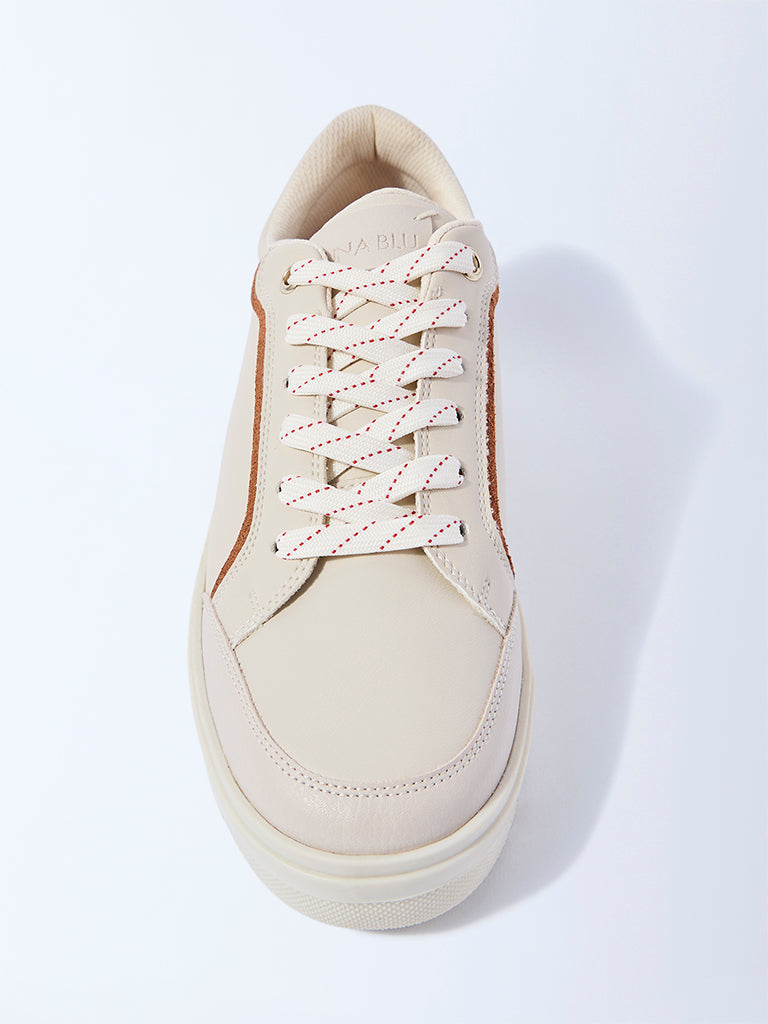 LUNA BLU Ivory Lace-Up Sneakers - Image 3