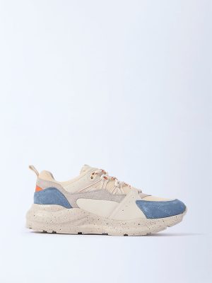 LUNA BLU Ivory Colour-Blocked Lace-Up Sneakers