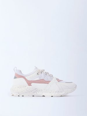 LUNA BLU White Colour-Blocked Lace-Up Sneakers
