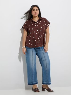 Gia Brown Polka Dotted Shirt