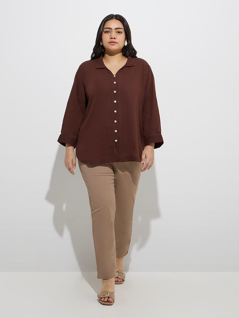 Gia Taupe High-Rise Cotton-Blend Jeggings