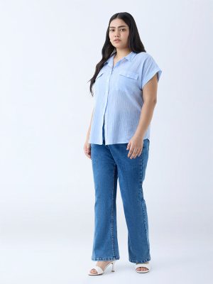 Gia Blue Straight-Fit High-Rise Jeans