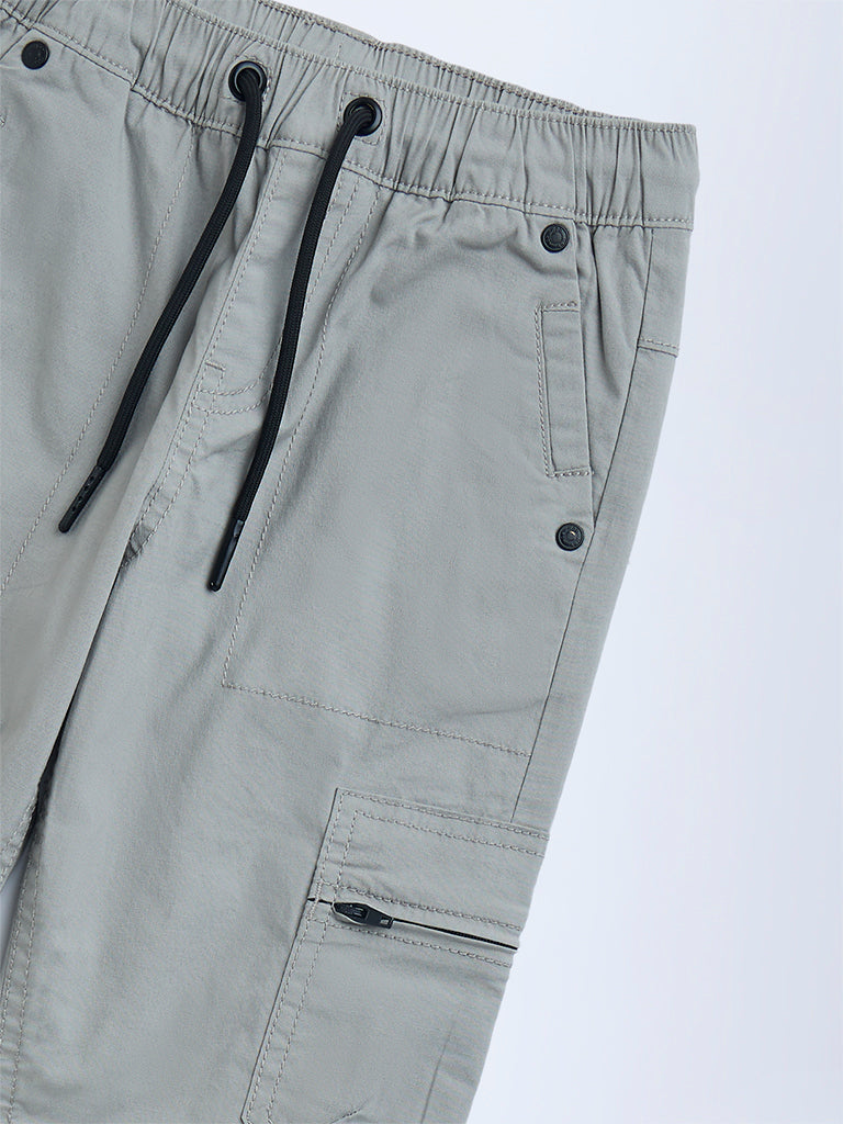 HOP Kids Grey High-Rise Cotton-Blend Joggers - Image 3