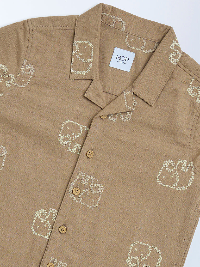 HOP Kids Taupe Animal Design Cotton Shirt - Image 6