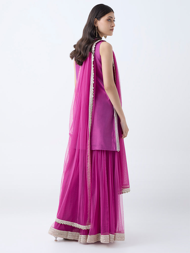 Vark Lilac Embroidered Straight Cotton-Blend Ethnic Set - Image 4