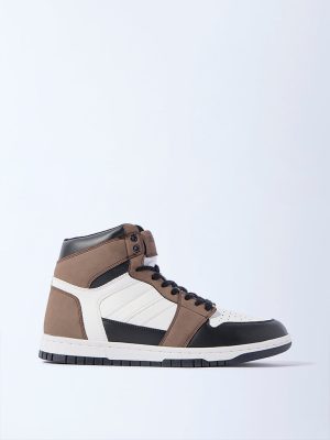 SOLEPLAY Taupe Colour-Blocked High-Top Boots