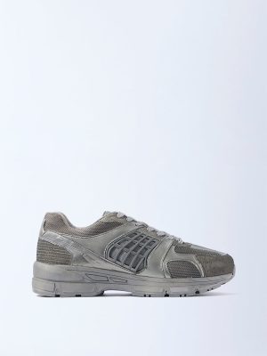 SOLEPLAY Grey Mesh-Detailed Lace-Up Sneakers