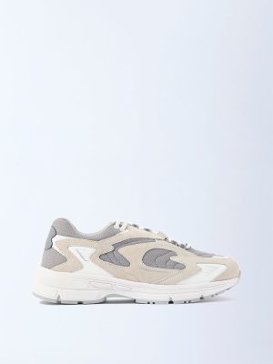 SOLEPLAY Beige Mesh-Detailed Suede Sneakers