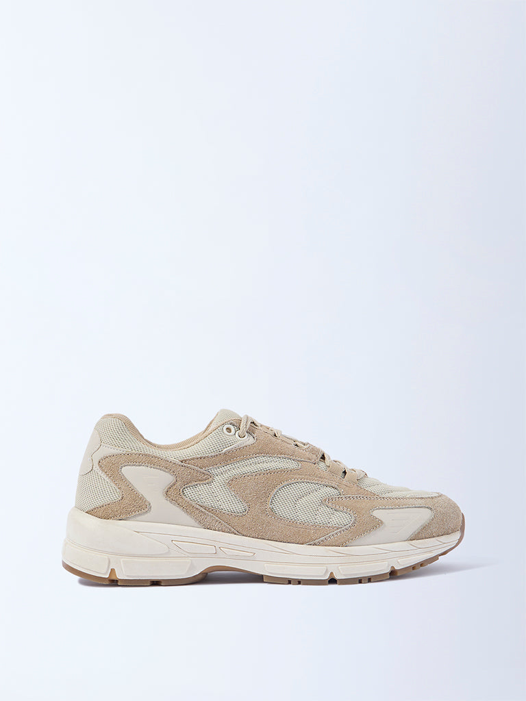 SOLEPLAY Beige Mesh Detailed Lace-Up Sneakers